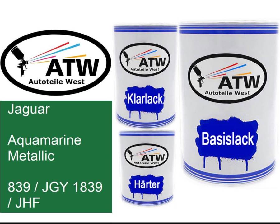 Jaguar, Aquamarine Metallic, 839 / JGY 1839 / JHF: 500ml Lackdose + 500ml Klarlack + 250ml Härter - Set, von ATW Autoteile West.